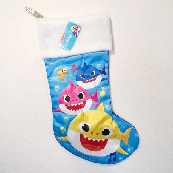 Baby Shark Christmas Nickelodeon Pinkfong Yellow Blue Pink Blue Stocking 18 In. - Picture 1 of 5